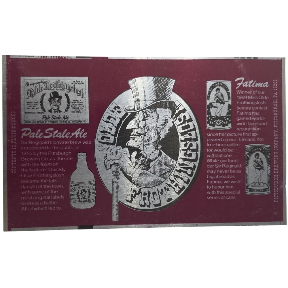 Vintage Olde Frothingslosh Pale Stale Ale Beer  flat unrolled Can